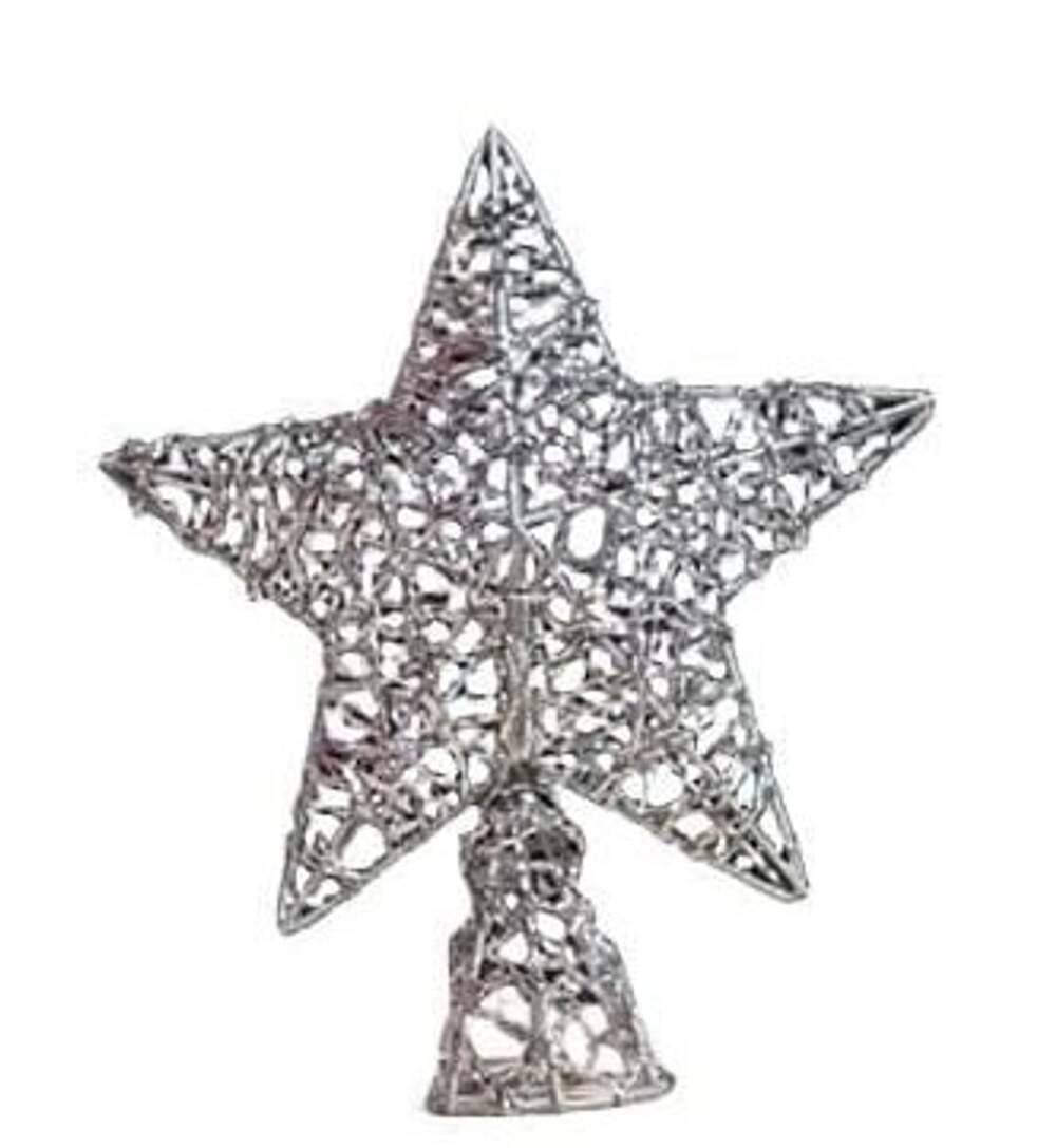 Silver Wire Star Christmas Tree Topper Metal 9 Inch